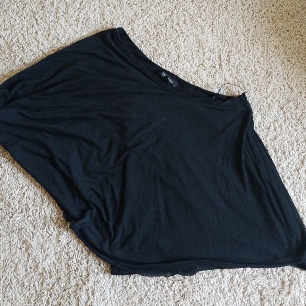 One shoulder black top
